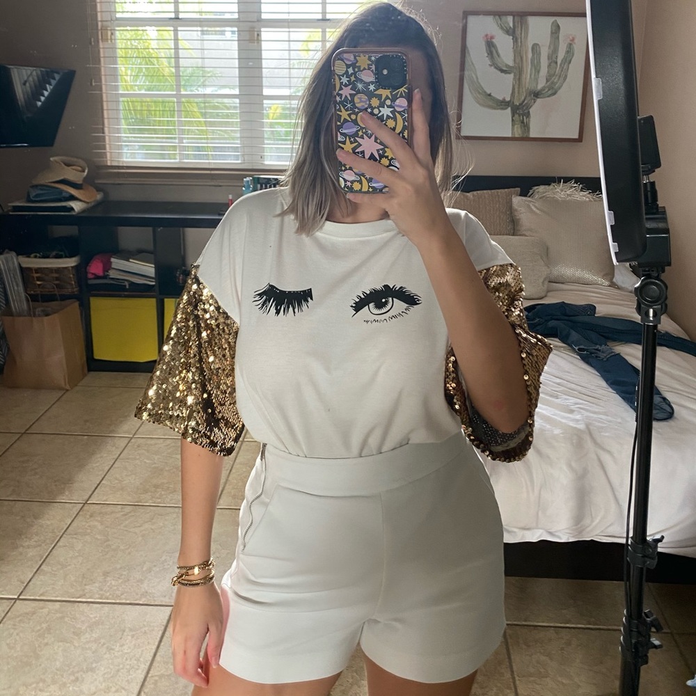 Gold sequin t shirt